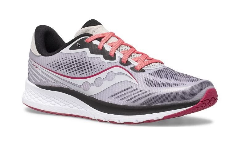 Saucony Grey/Cherry Big Kid's Ride 14 Sneaker SK165320 3 Saucony Grey/Cherry Big Kid's Ride 14 Sneaker SK165320