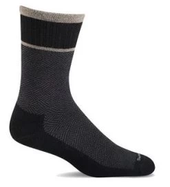SockWell Black Men's Plantar Cush Crew Firm Compression Socks SW29M