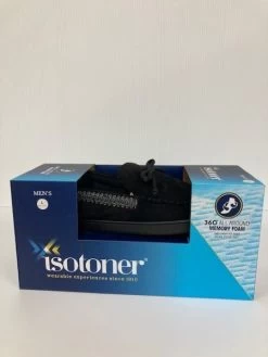 Isotoner Black Faux Fur Men's Slippers V92168BLKAAF -Vogue Shoes v92168blkaaf 1 rt rz