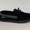 Isotoner Black Faux Fur Men's Slippers V92168BLKAAF -Vogue Shoes v92168blkaaf 2 rt rz2x