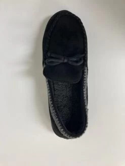 Isotoner Black Faux Fur Men's Slippers V92168BLKAAF -Vogue Shoes v92168blkaaf 3 rt rz