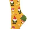 Socksmith Gold Gnome More Mushrooms Women's Socks WBN2997-GOL -Vogue Shoes wbn2997 gol resized